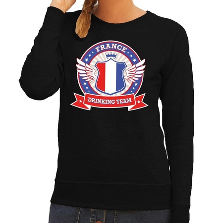 Zwart France drinking team sweater dames