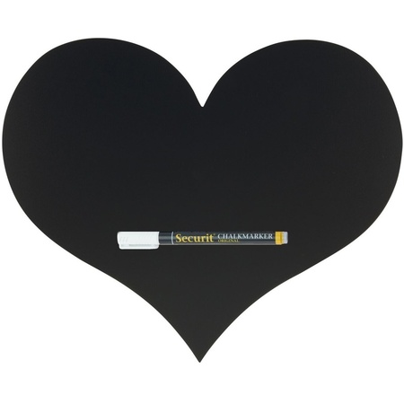 Black heart chalkboard 36 cm with marker
