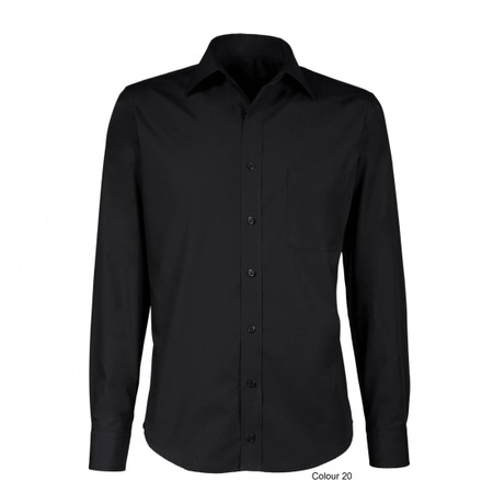Black mens shirt with long sleeves and body-fit