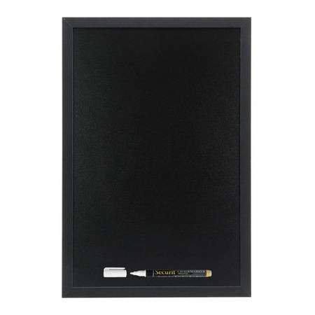 Black chalkboard with black border 30 x 40 cm with marker