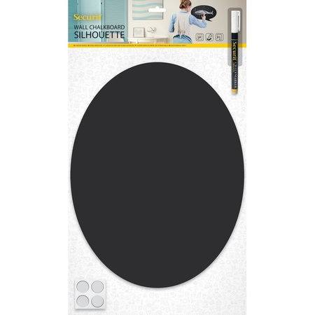 Black oval chalkboard 38 cm with marker