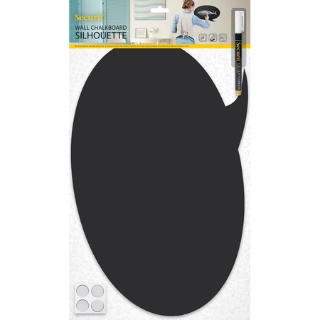 Zwart tekstwolk krijtbord 27 cm inclusief stift