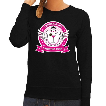 Zwart Vrijgezellen drinking team sweater dames