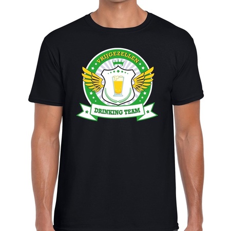 Zwart vrijgezellenfeest drinking team t-shirt groen geel heren