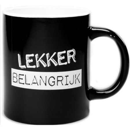 Black/white mug/cup Lekker belangrijk 300 ml