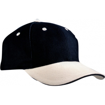 Zwarte baseball cap met beige klep voor volwassenen