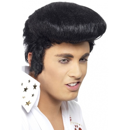 Zwarte Elvis pruik voor heren