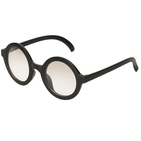 Zwarte feestbril met ronde glazen
