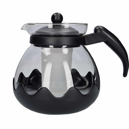 Black glass teapot 1,25 liters with filter