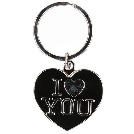 Black heart keychain I love you