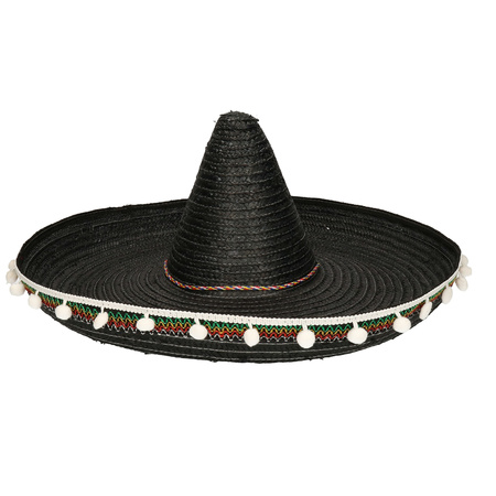 Black carnaval sombrero 60 cm for adults