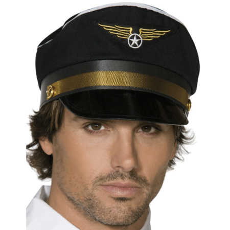Pilot cap black with gold