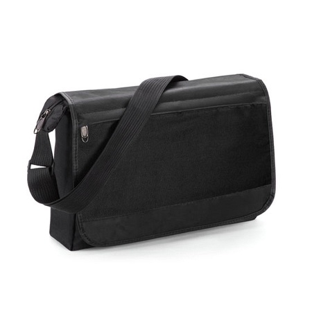Black shoulder bag with front pocket