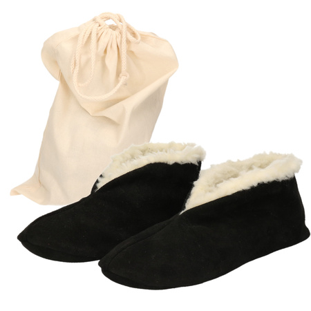 Black Spanish slippers of genuine leather / suede for women / men size 47 with storage bag