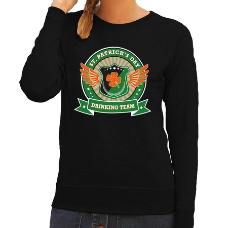 Zwarte St. Patricks day drinking team sweater dames