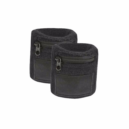 Black wrist sweatband zwarth zipper 2 pieces